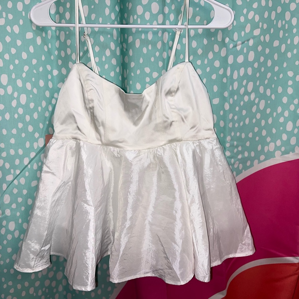 BHLDN Scoop-Neck Satin & Taffeta Peplum Tank